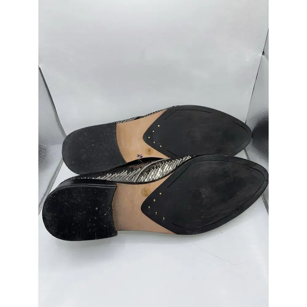 Louise et Cie Lo-Adwin Sequin Oxford Flats Women 8M Silver Gunmetal Lace Up